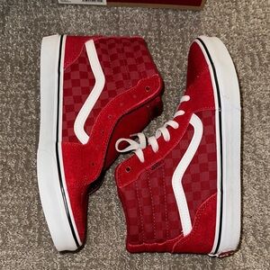 Vans Red High-Tops with White Laces